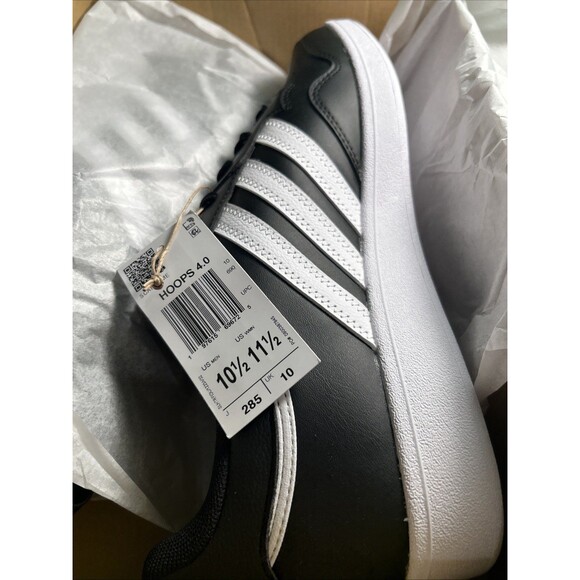 ADIDAS HOOPS 4.0 Men\'s Sz 10.5 Sneakers Low Top Shoes BLACK/WHITE - NEW WITH BOX main image 9